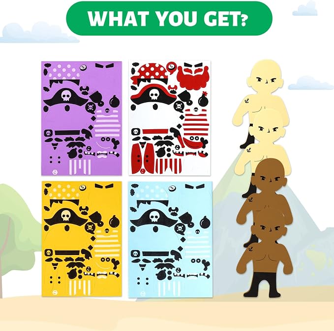 VKPI 4 Pieces EVA Foam Art Crafts Gift Kit, Creative Make Your Own Pirates - Image 3