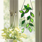 BOXCASA Plant Stained Glass Window Hanging Handmade Green Suncatcher Gift | - Image 7