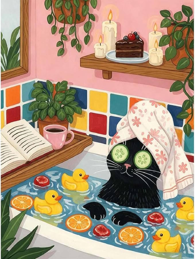 niurenmaoyi Black Cat Stamped Cross Stitch Kits by Unknown