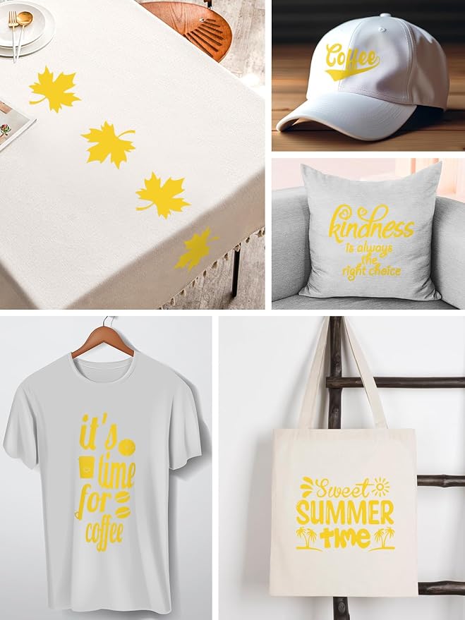 Heat Transfer Vinyl Bundle: 16 Pack 12" x 10" Yellow Heat Transfer Vinyl T-Shirt - Image 2