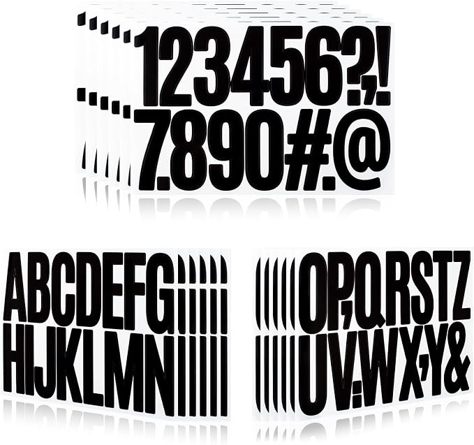 288 Pieces 18 Sheets Letter Stickers, Self Adhesive Vinyl Waterproof Mailbox by Llewyn