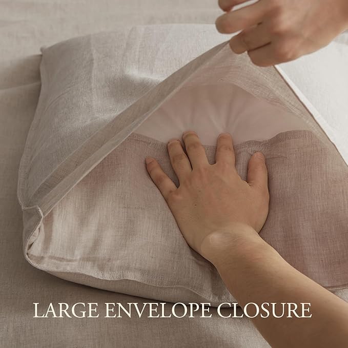 DAPU 100% Linen Duvet Cover Queen, Natural French Flax Breathable Duvet Cover 3 - Image 5