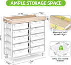 10 Drawers Rolling Cart with Wooden Tabletop, Utility Storage Cart with Wheels - Image 3