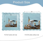 8x8 Picture Frame with Mat for 6x6, Wavy Edge Wooden Real Glass Photo Frame for - Image 3