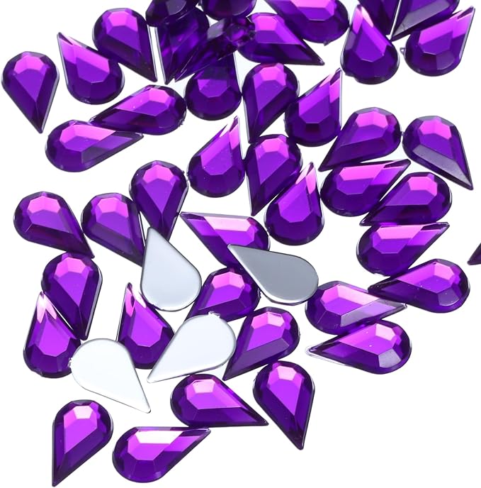MECCANIXITY 50PCS Flat Back Acrylic Teardrop Gems 6x10mm Artificial Rhinestones - Image 4