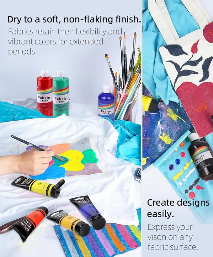 Colorful Fabric Paint Set for Clothes, 6 Colors 4oz Textile Paint for Kids | - Image 5