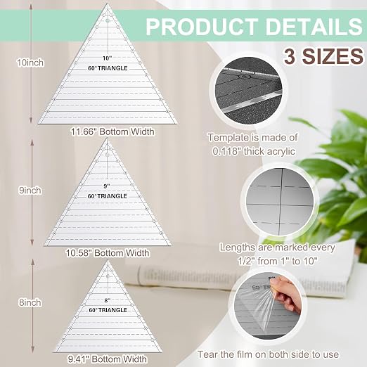 Kigley 3 Pcs 60 Degree Triangle Ruler - Image 2