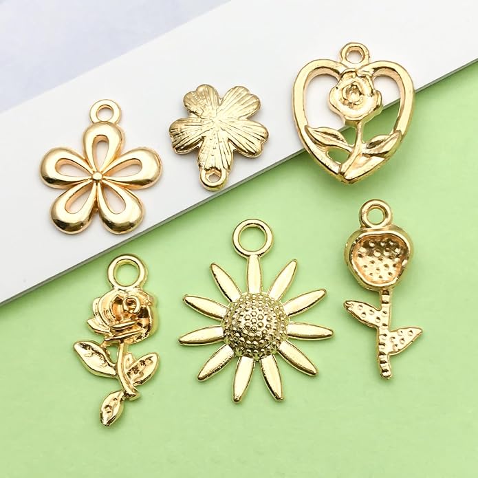 Valentine's Day Heart Charms Set, Decorative Rose and Flower Designs - Image 4