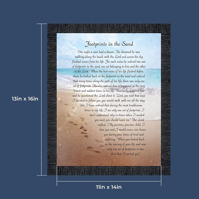 Footprints in the Sand Inspirational Wall Art, Beach Decor, Christian Gifts - Image 2