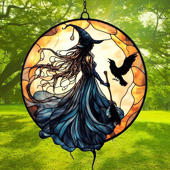 Witch Faux Mosaic Acrylic Suncatcher Stained Glass Effect Window Car Hanging - Image 3