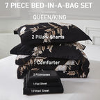 Yogeneg 7 Piece Bed in a Bag Queen Comforter Set Botanical Floral Bedding Set - Image 6