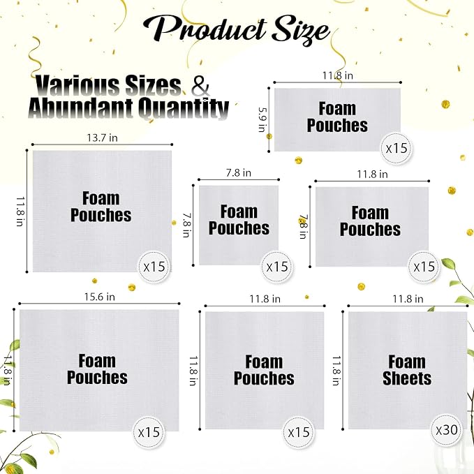Frienda 120 Pcs Moving Dishes Packing Kit 30 Foam Sheets 90 Pcs 6-Size Plate - Image 2