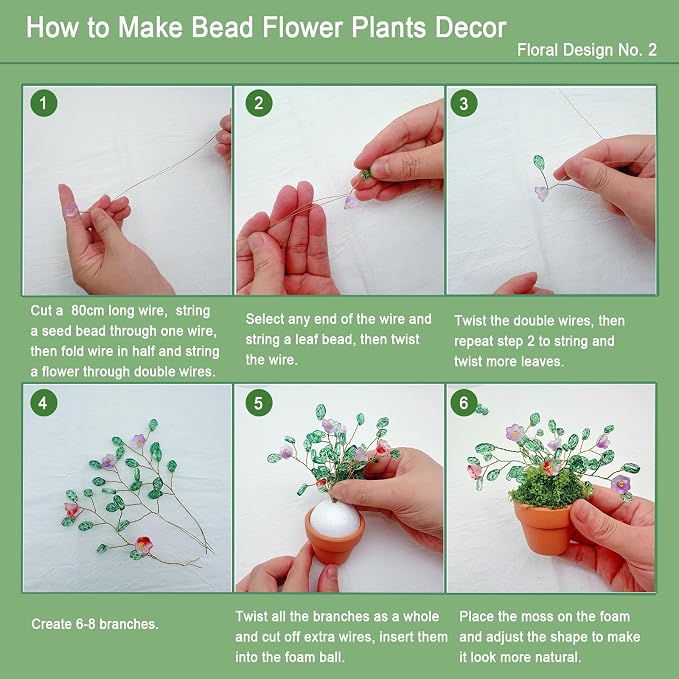 Juan's Moment Green Glass Beaded Plant Kit, Bead Craft Kit to Make Beading - Image 7