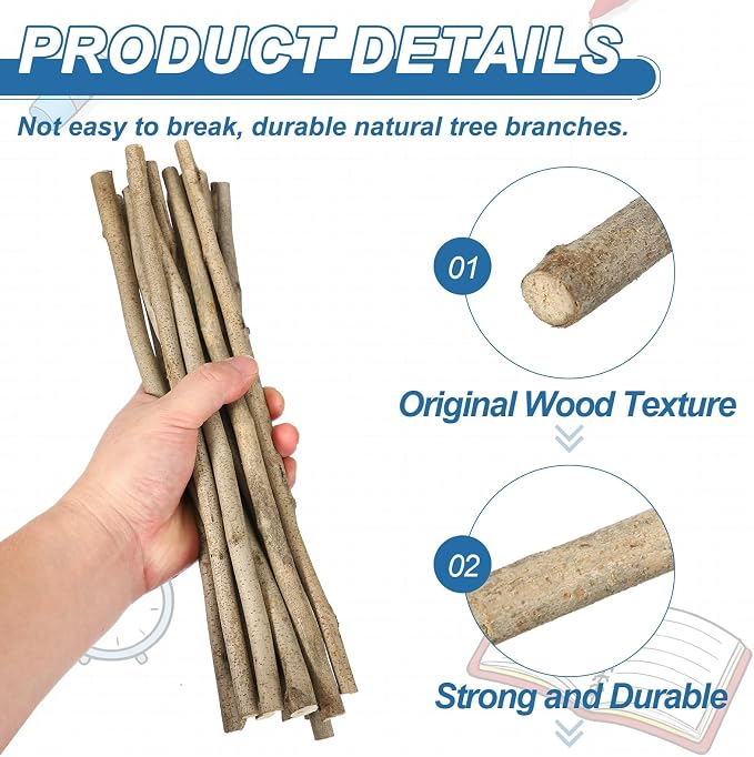 PATIKIL 25 Pcs 12inch Wood Log Sticks, 0.31-0.39inch in Diameter Natural - Image 3
