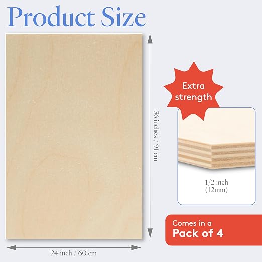 Baltic Birch Plywood 24 x 36 x 1/2 Inch - 12 mm Craft Wood - Image 2