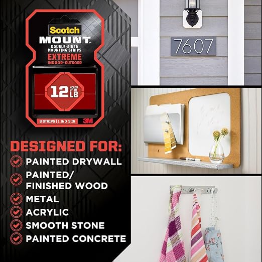 Scotch-Mount Extreme Double-Sided Mounting Strips, 32 Strips Total, 1 in x 3 in - Image 4
