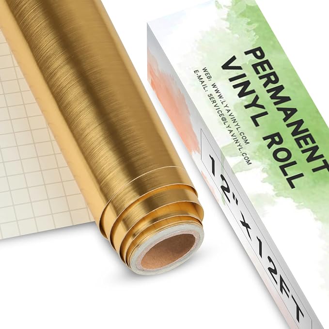 Brushed Gold Permanent Vinyl Roll 12" x 12FT by LyaVinyl
