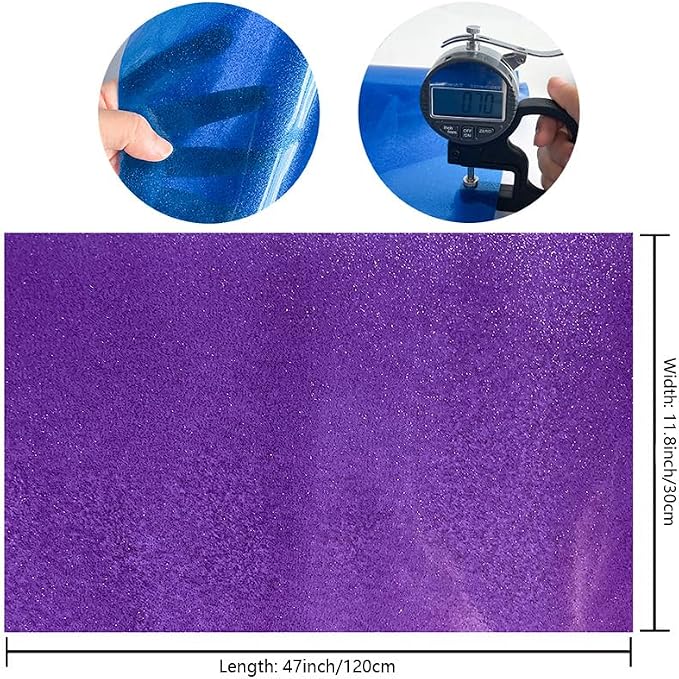 ONEART | Light Purple Transparent Glitter Vinyl Roll, 0.7 mm Solid Clear PVC - Image 4