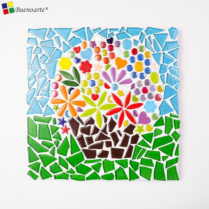 200g Ceramic Mosaic Tiles Pieces, Heart Star Oval Round Flower Shape Mosaics - Image 7