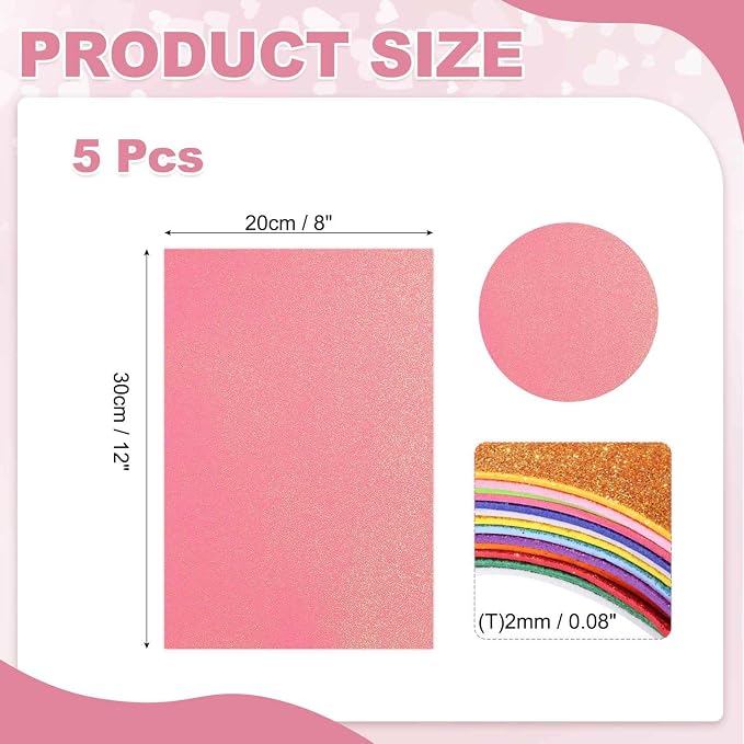 MECCANIXITY 5 Sheets Pure Red Shiny Foam Sheets, 8 Inch x 12 Inch Sparkle EVA - Image 2