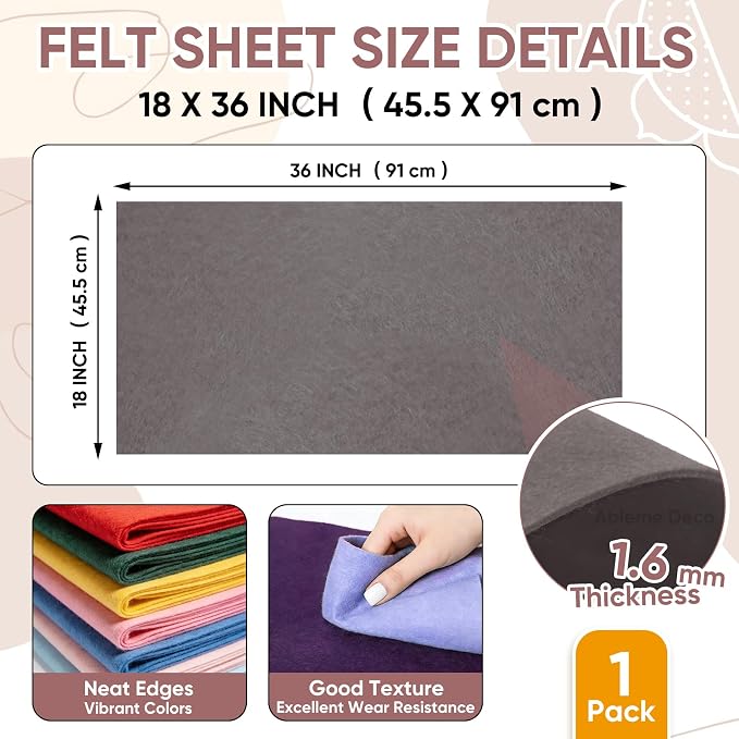 Soft Felt Fabric Sheet 18" x 36", 1.6mm Acrylic Craft Felt, Dark Gray | Soft - Image 3
