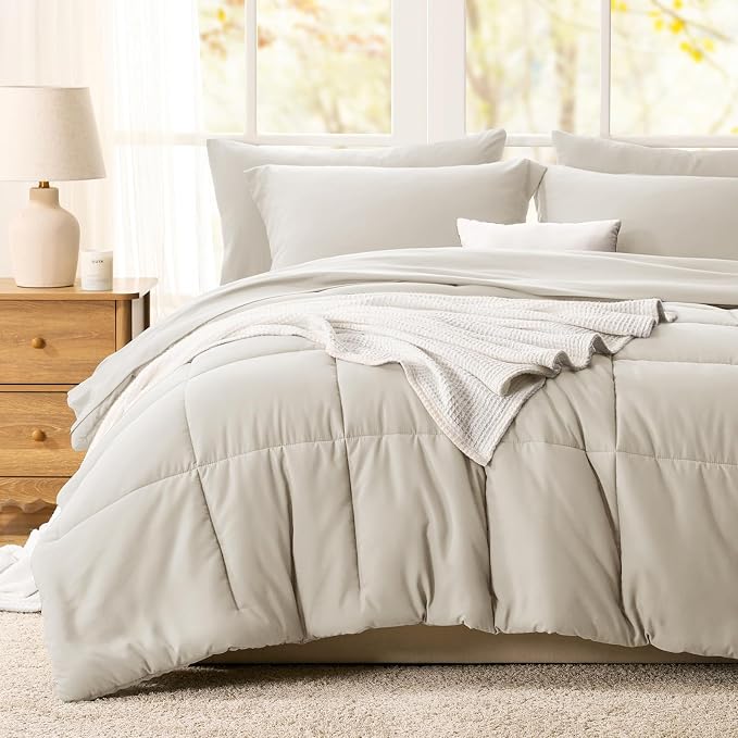 CozyLux King Size Comforter Set Beige - Image 8