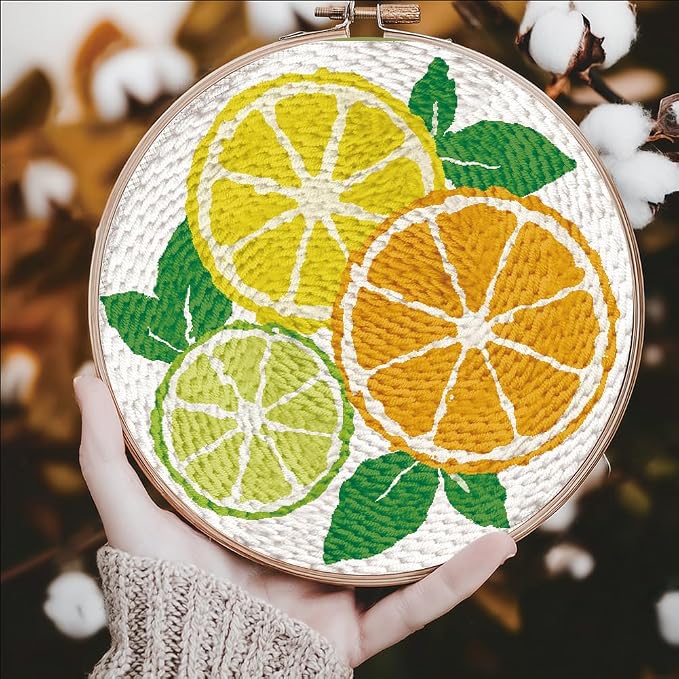 FREEBLOSS Punch Needle Kit Embroidery Punch Needle Starter Craft Set Lemon - Image 6