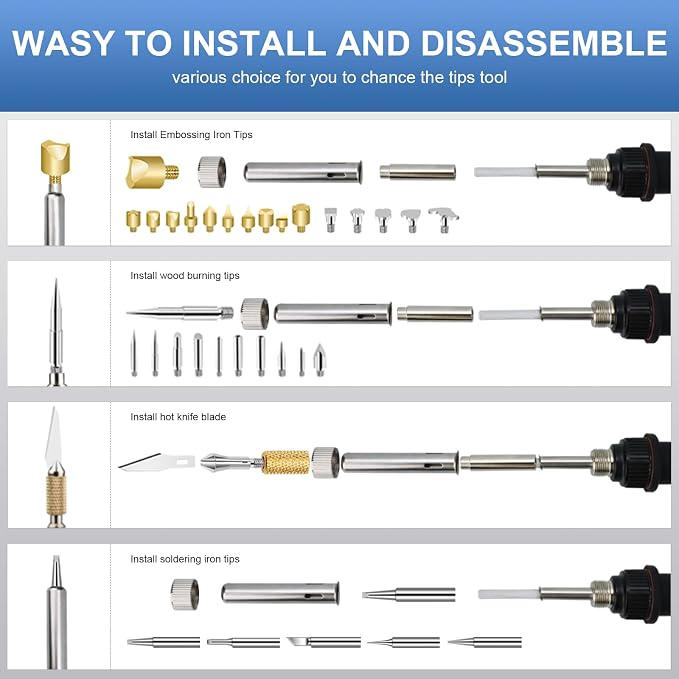 Wood Burning Kit, 2 Set WoodBurning Tool Adjustable Temperature 200~450 ℃ - Image 6