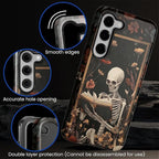 Case for Samsung Galaxy S23 Plus Case, Skeleton Reader Goth Floral Design - Image 5