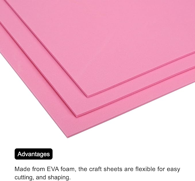 MECCANIXITY EVA Foam Sheets Pink 9.8 Inch x 9.8 Inch 3mm Thick Crafts Foam - Image 4