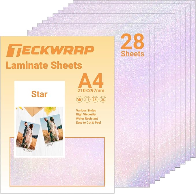 TECKWRAP Holographic Laminate Sheets Waterproof Laminating Sheets by TECKWRAP
