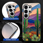 for Samsung Galaxy S26 Ultra Case, Stained Glass Cactus Pattern Glossy 2 in 1 - Image 5