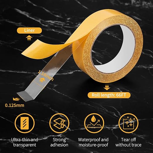 Super Thin Double Sided Adhesive Tape 1.18Inch X 66Feet Clear Double Sided Tape - Image 2