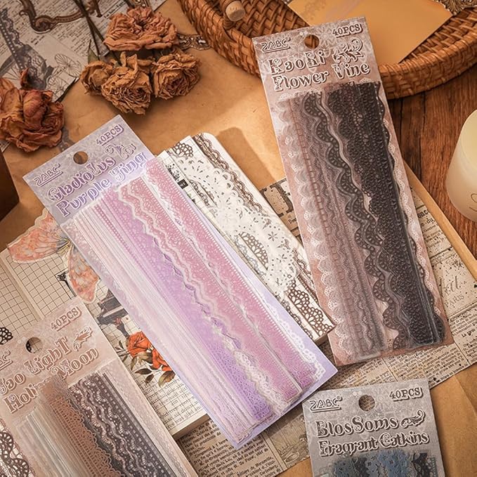 40 Pcs Transparent Lace Stickers - Image 2