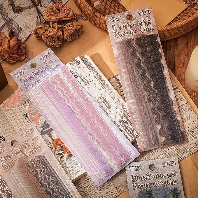 40 Pcs Transparent Lace Stickers - Image 5