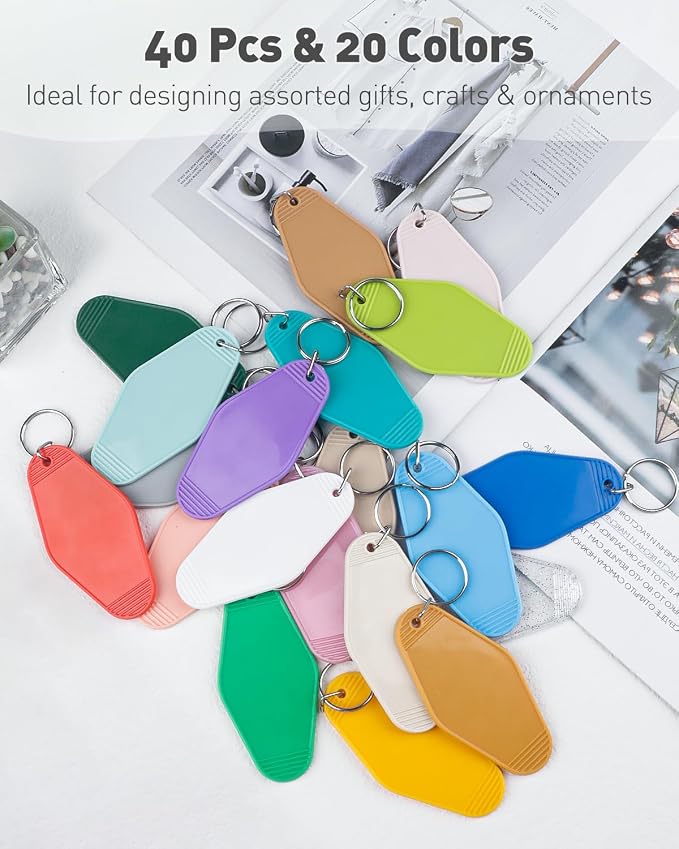 Uniclife 40 Pcs Blank Hotel Keychain Tags, Blank Motel Keychain - Image 2