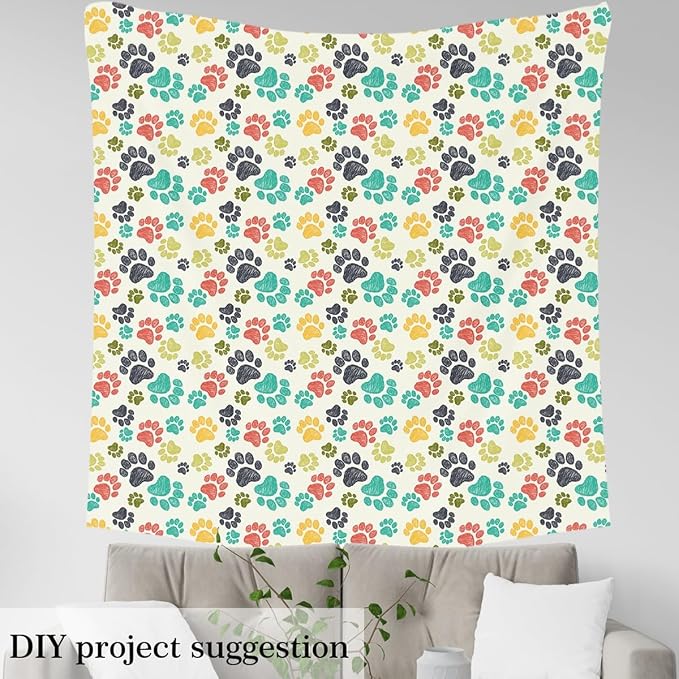 Feelyou Dog Paws Fabric by The Yard, Cute Pet Dogs Upholstery Fabric - Image 3
