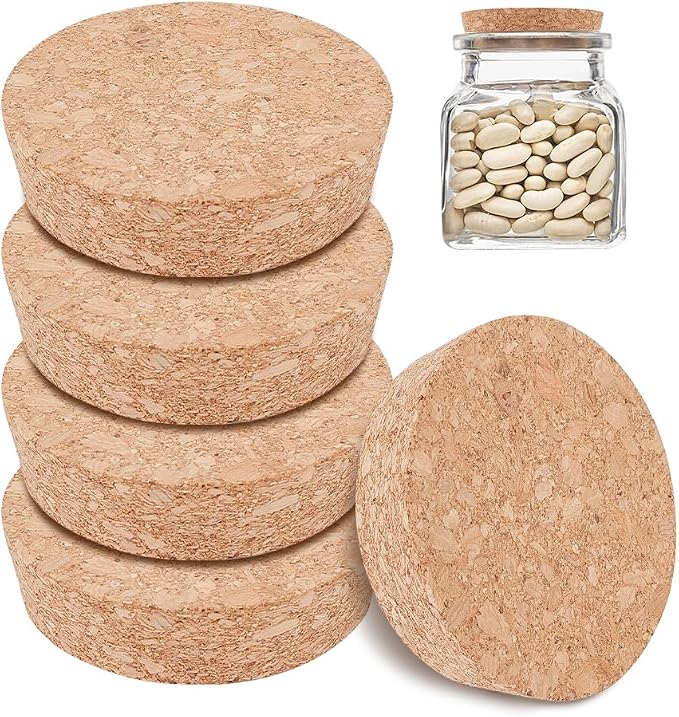 BENECREAT 6pcs Cork Bottle Stoppers, Tapered Design, 3.15in Diameter, by BENECREAT