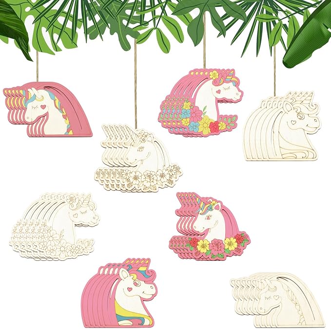 24 Pcs Unfinished Wood Unicorn Cutouts Wood Frame Embellishments - Image 7