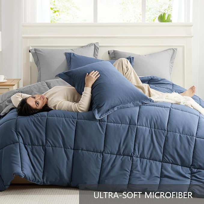 Homelike Moment King Size Comforter Set Blue, Comforter King Size Bed Set - Image 5