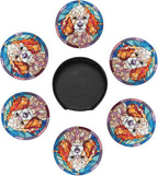 Drink Coaster Set of 6, Poodle Dog Mom Lover Gift, Leather Drink Coasters - Image 4