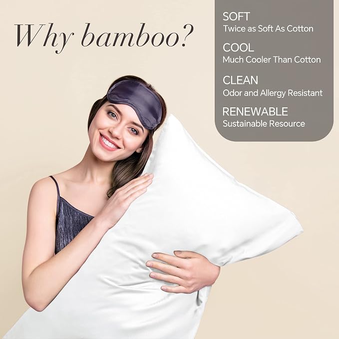 BEDELITE White Pillow Cases Queen Size Set of 2, Rayon Derived from - Image 2