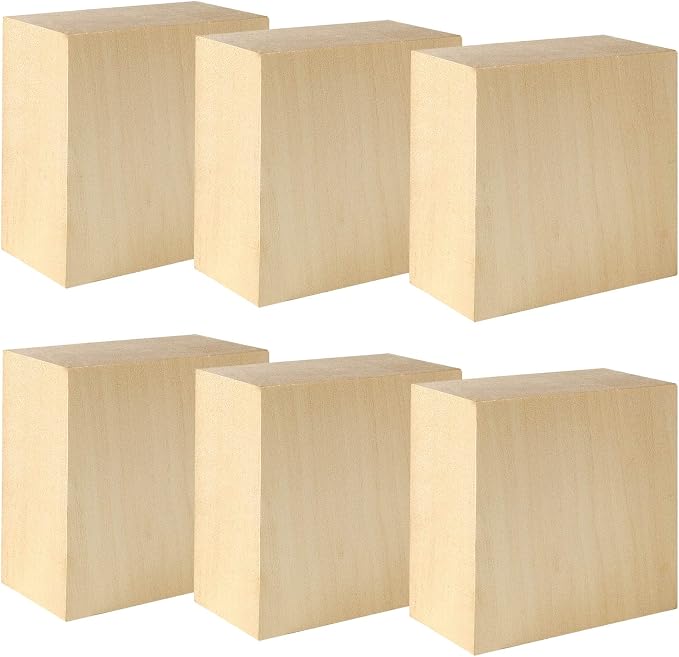 6 Pack Basswood Blocks for Crafting, Home DIY by KEJJNYER