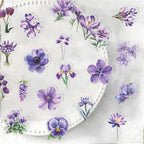 50 Pieces Purple Flower Themed Transparent Stickers - Image 6