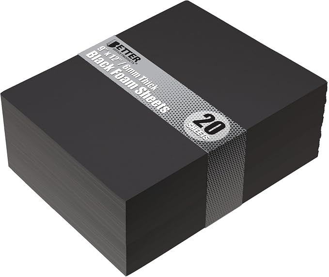 Better Office Products Black EVA Foam Sheets, 20 Pack, 6mm Extra Thick by BetterOfficeProducts