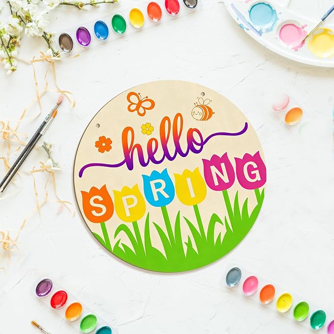 Large Size 12" Wooden Spring Ornaments to Paint, Flower Wooden DIY Blank - Image 6