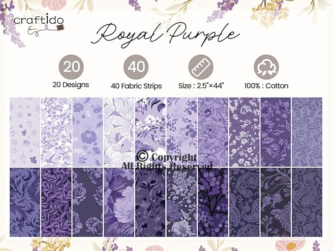 Craftido-20 Options-100% Cotton Jelly Roll Fabric Precut Strips - Image 4