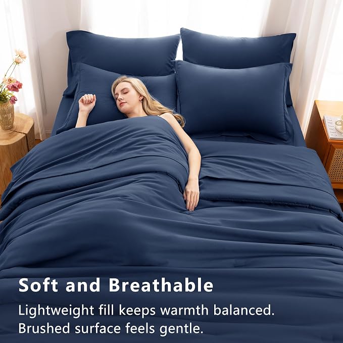 CozyLux Full Size Comforter Sets Navy Blue, 7 Pieces Bed in a Bag Full - Image 5