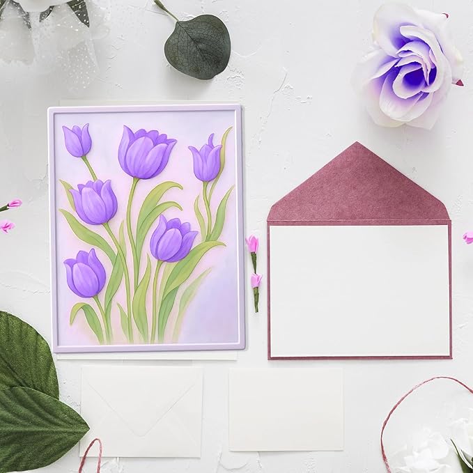 Elegaperma 3D Embossing Folders, Tulip Flower DIY Art Craft, Floral Embossing - Image 5