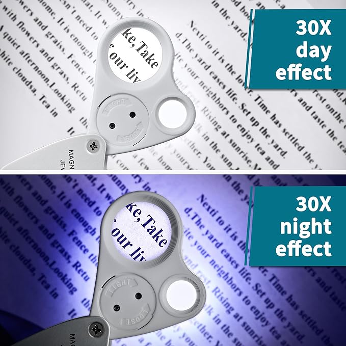 JARLINK 30X 60X Illuminated Jewelers Loupe Magnifier, Foldable Jewelry Magnifier - Image 6